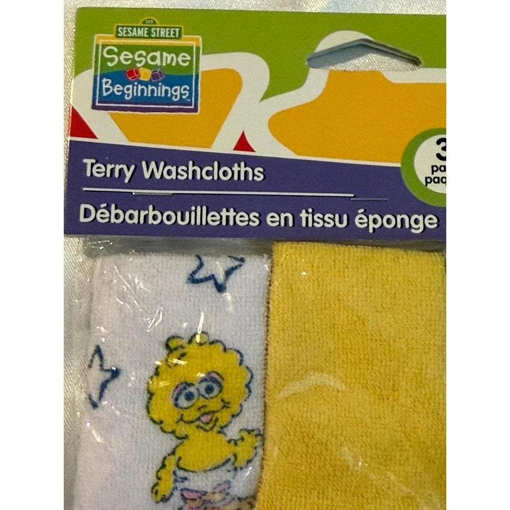 Sesame Beginnings Sesame Street Terry Washcloths 3 Pack Elmo Big Bird SB91578